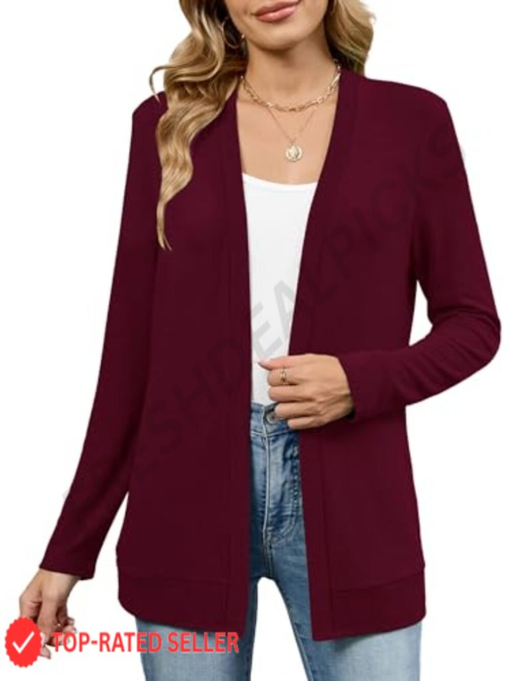 Lightweight Open Front Cardigan Long Sleeve Soft Knit Bolero